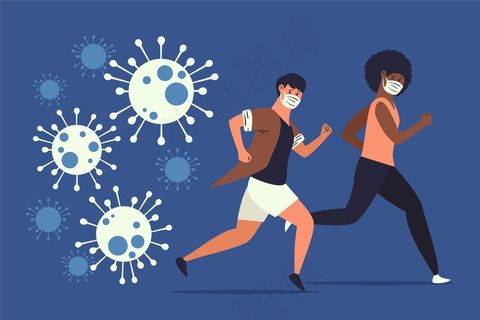 逃离冠状病毒粒子的人