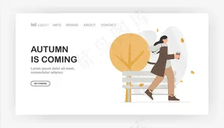 穿着暖和外套的女人端着咖啡在秋天的公园里散步。