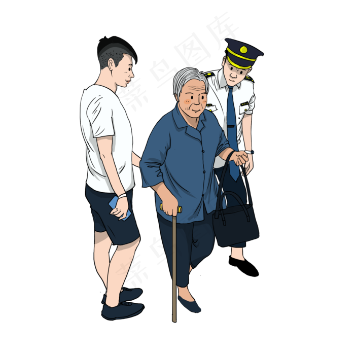 国庆节解放军叔叔扶老人过马路插(2000X2000(DPI:300))psd模版下载