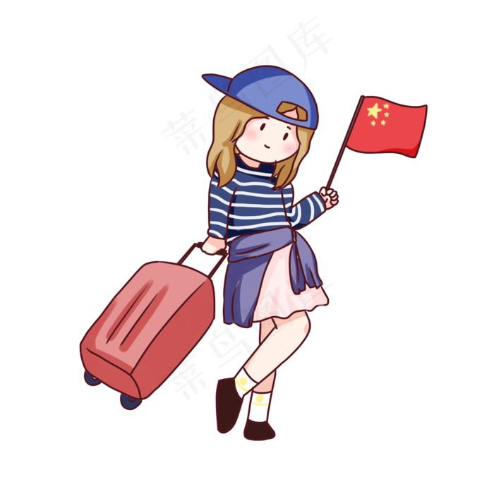 手绘卡通国庆节旅行(2000X2000(DPI:300))psd模版下载