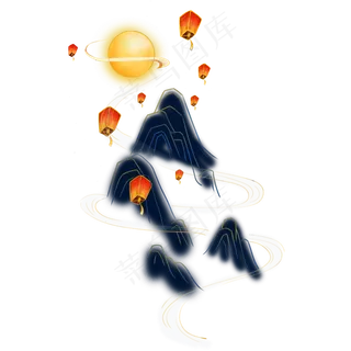 中秋节山水月亮