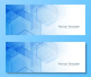 现代蓝色几何六边形横幅banner