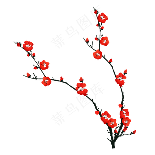 红色系树枝免扣图