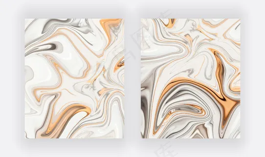 灰、白配金液水墨抽象集