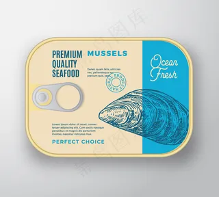 高级海鲜铝制容器，带标签盖。