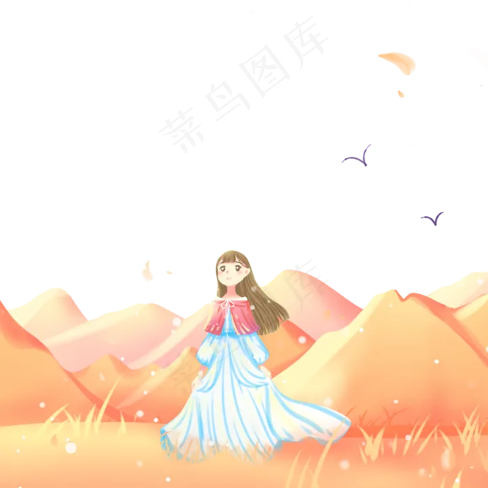 橙色卡通唯美秋分节气秋季秋景风(2000X2000(DPI:300))psd模版下载