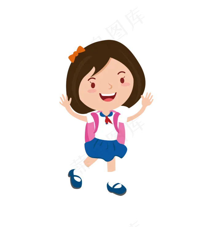 带红领巾的小女学生ai矢量模版下载