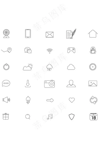 常用ui线性图标30个简约图标