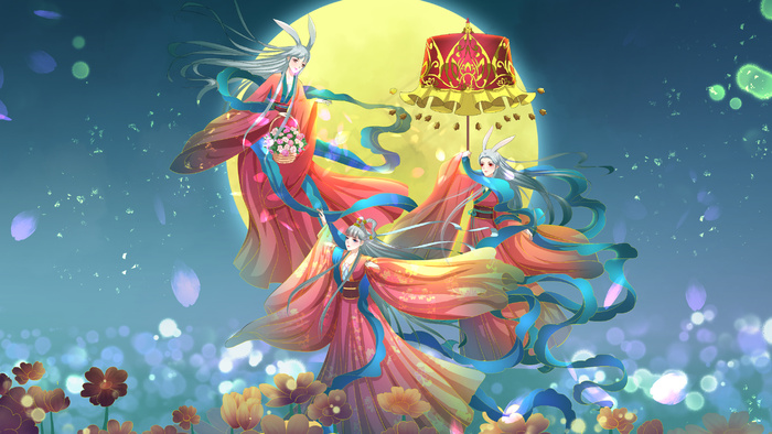 中秋节嫦娥玉兔下凡