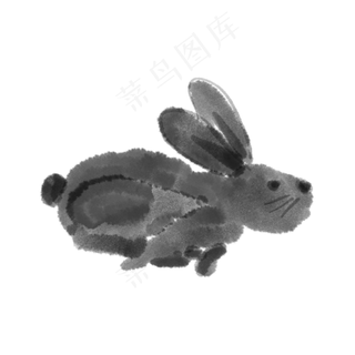水墨中秋节可爱狂奔月兔
