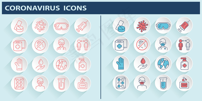 新冠肺炎疫情预防矢量图标ai矢量模版下载