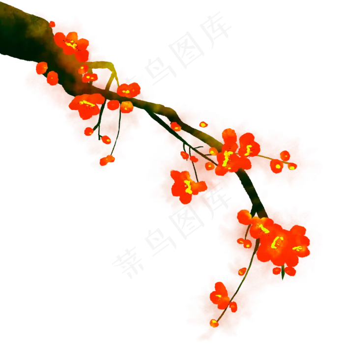 中国画水墨梅花(2000X2000(DPI:300))psd模版下载
