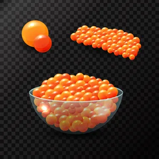 透明背景的红色鱼子酱。