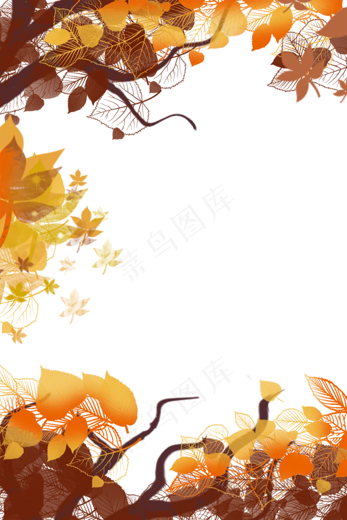 秋天金黄秋叶装饰边框(1000X1499(DPI:300))psd模版下载