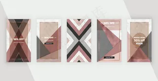 社交媒体故事横幅banner与几何设计粉红色，棕色箔形状。