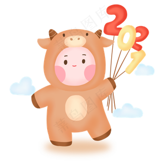 牛年萌牛头套福娃