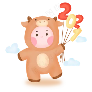 牛年萌牛头套福娃