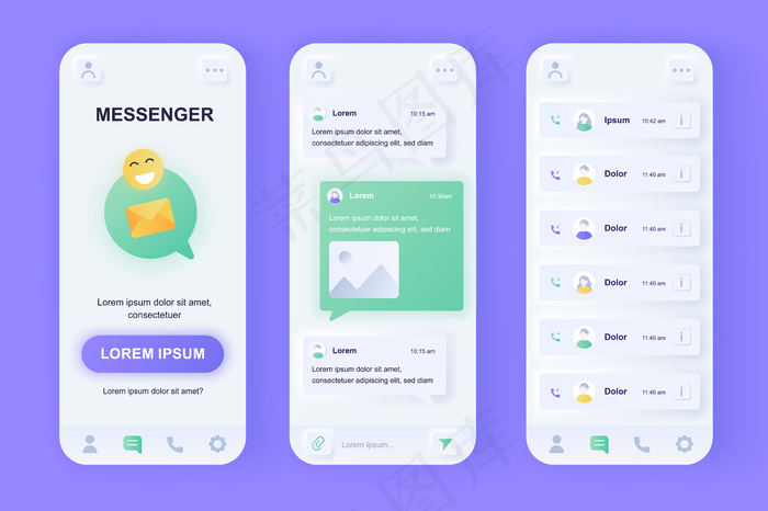 在线信使现代设计ui手机app移动应用程序eps,ai矢量模版下载