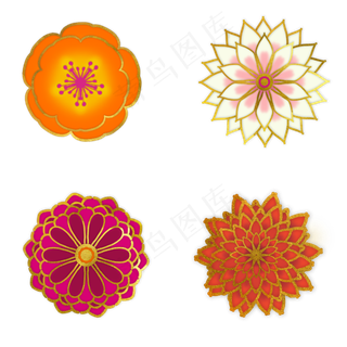 新春金边花剪纸