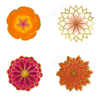 新春金边花剪纸