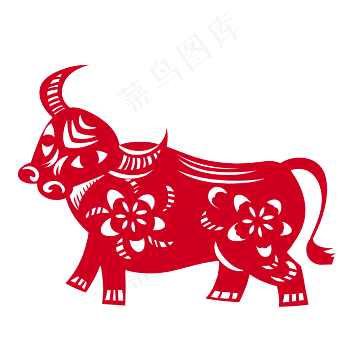 牛年窗花剪纸(2000X2000(DPI:300))psd模版下载