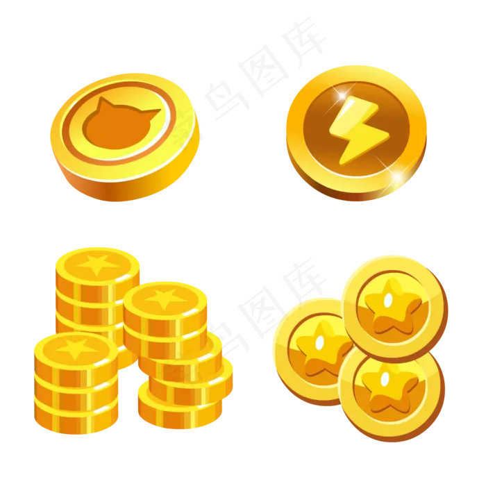 卡通星星游戏金币(2000*2000px 300 dpi )ai矢量模版下载
