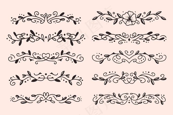 手绘装饰分隔器系列eps,ai矢量模版下载
