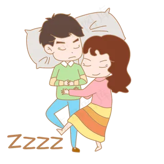 卡通七夕人物表情包睡觉