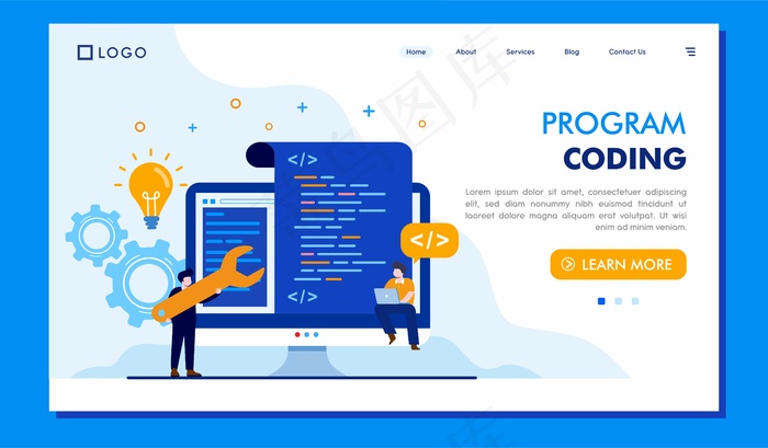 程序编码登陆页网站插图矢量设计eps,ai矢量模版下载