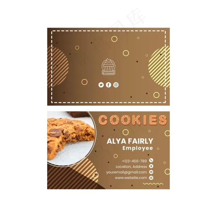 Cookies横向名片eps,ai矢量模版下载