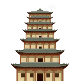 手绘莫高窟古建筑茶设计