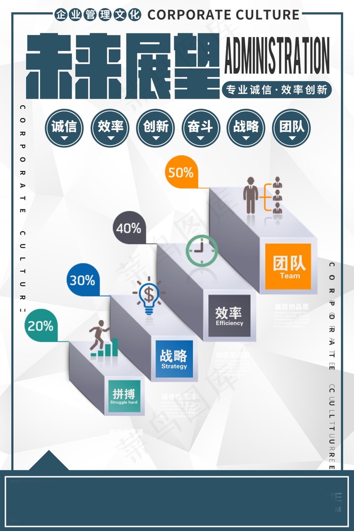 企业文化挂画  励志海报 诚信文明海报psd模版下载