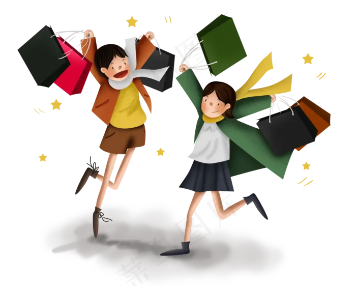 双十一商场促销购物女孩(5541X4446(DPI:300))psd模版下载