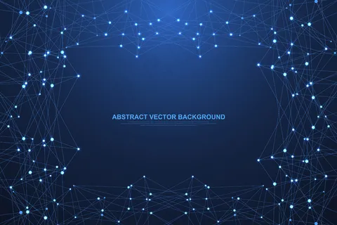 具有连接点和线的多边形科学背景。