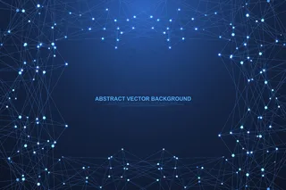 具有连接点和线的多边形科学背景。