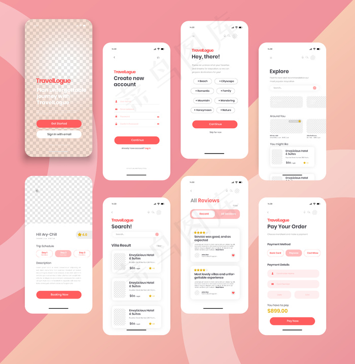 在线预订服务手机app移动应用程序app模板。eps,ai矢量模版下载