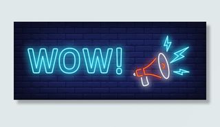 哇！带扩音器的霓虹文字