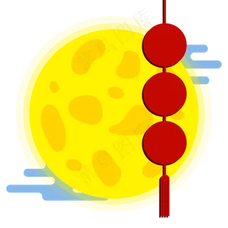 黄色月亮祥云中秋