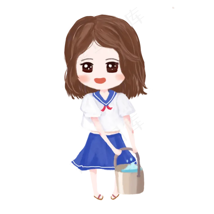 打扫卫生小女孩(2000X2000(DPI:300))psd模版下载