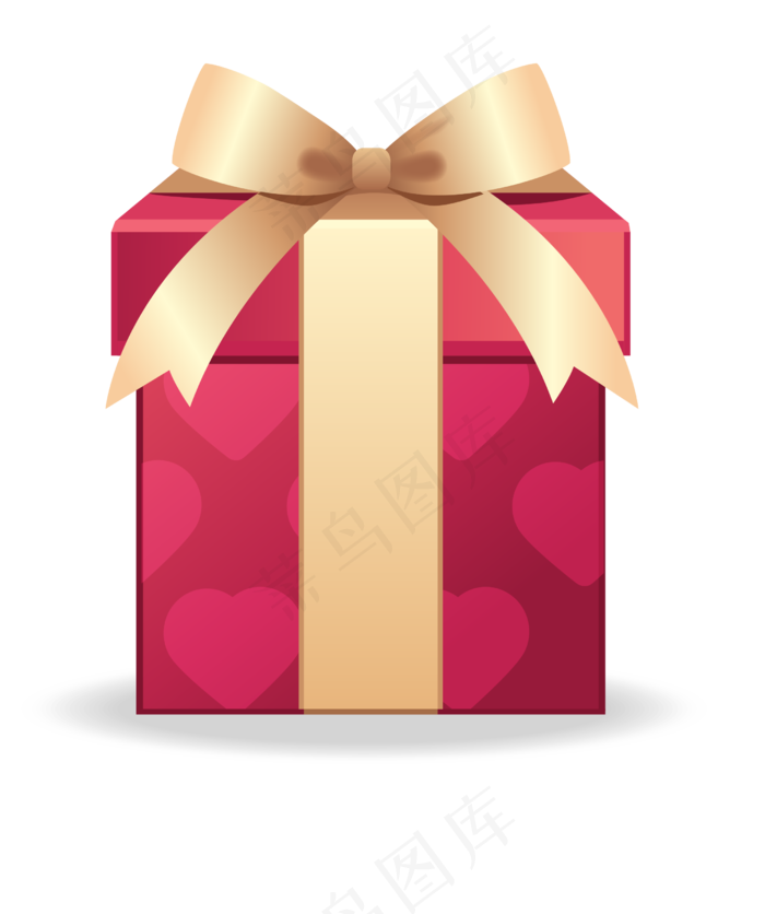 扁平化丝带红色礼盒