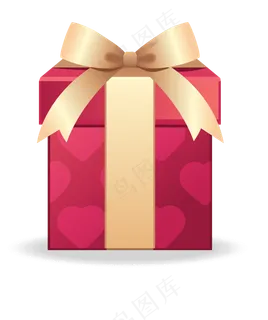 扁平化丝带红色礼盒