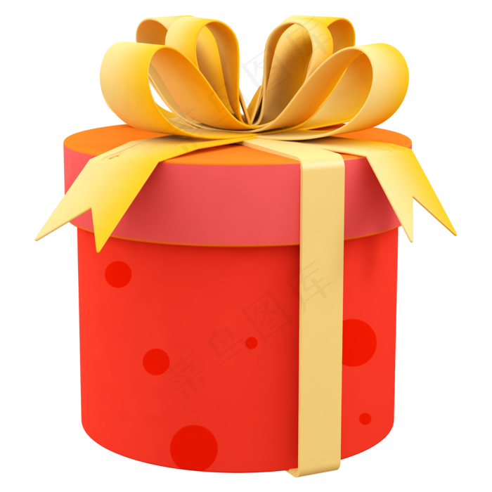 立体精致桶形礼品盒大蝴蝶结元素