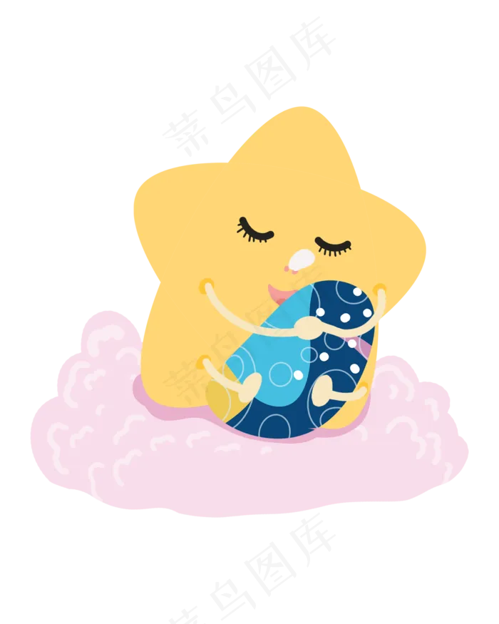 七夕节拟人黄色可爱小星星(2000X2500(DPI:300))psd模版下载