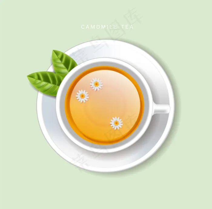 一杯茶矢量逼真。 top view 3d 插图eps,ai矢量模版下载