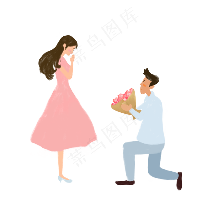 单漆下跪求婚的情侣元素