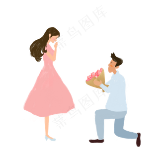 单漆下跪求婚的情侣元素