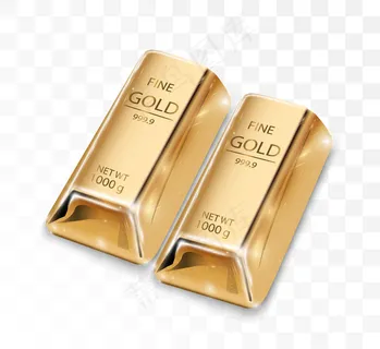 透明背景上隔离的金条。