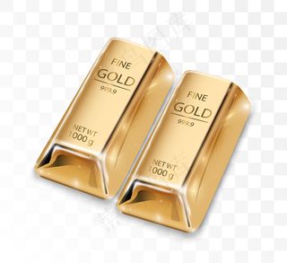 透明背景上隔离的金条。