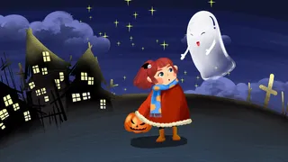 卡通手绘风万圣节配图