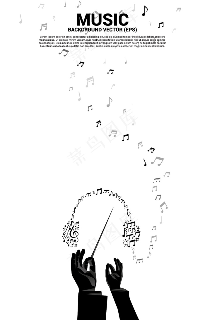 指挥家手握音乐和声音背景概念。